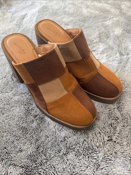 Universal Thread Shoes - Universal Thread Tess Platform Mule Heels Patchwork Brown Women’s 10 Slip On